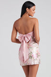 Vestido Mini de Regresso a Casa Bodycon Bodycon Rosa Claro com Lantejoulas