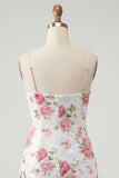 Bodycon vestido floral rosa claro com lantejoulas e laço