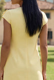Vestido de Homecoming Bodycon Bodycon Amarelo de Decote Redondo com Flores 3D