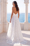 Vestido de noiva floral em V com decote em V em marfim