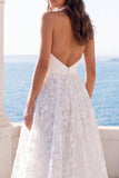 Vestido de noiva floral em V com decote em V em marfim