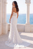 Vestido de Noiva Cauda Floral de Sereia em Marfim Halter