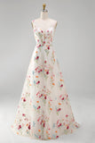 Vestido de Noiva Floral Linha A com decote em V em marfim