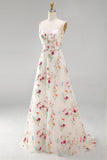 Vestido de Noiva Floral Linha A com decote em V em marfim