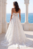 Vestido de Noiva A Line em Renda Floral Strapless