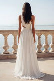 Vestido de Noiva de Chiffon com Folhos Recortados em Marfim Um Ombro