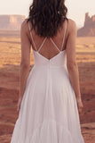 Vestido de Noiva Boémio com Folhos de Marfim Uma Linha Boho de Roupa