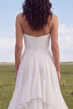 Vestido de Noiva Boho com Folhos e Linha A sem alças e abertura
