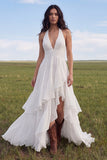 Vestido de Noiva Boho em Linha A Halter Ivory