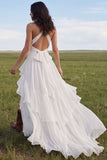 Vestido de Noiva Boho em Linha A Halter Ivory