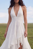 Vestido de Noiva Boho em Linha A Halter Ivory