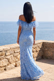 Vestido Maxi Floral Azul Sereia, Folhos e Folhos, Vestido Floral Azul Sereia