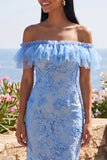 Vestido Maxi Floral Azul Sereia, Folhos e Folhos, Vestido Floral Azul Sereia