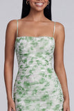 Vestido formal de alças finas de sereia verde claro