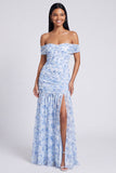 Vestido Maxi Rosa Floral Linha A com Abertura