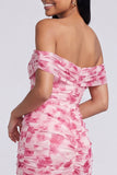 Vestido Maxi Rosa Floral Linha A com Abertura