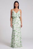 Vestido Maxi Floral Verde Claro Sereia