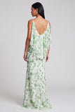 Vestido Maxi Floral Verde Claro Sereia
