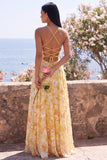Vestido Maxi Floral Amarelo Linha A
