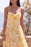 Vestido Maxi Floral Amarelo Linha A