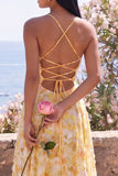 Vestido Maxi Floral Amarelo Linha A