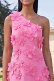 Vestido Amarelo Midi A-Line Floral de Um Ombro