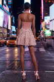 Vestido de regresso a casa, Corset cor-decote cor-decote cor-de-rosa com lantejoulas florais