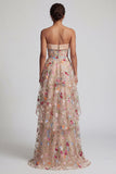 Vestido de Mãe da Noiva Estilo Champanhe Linha A em Tule A-Line Despenteado