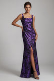 Vestido de Mãe da Noiva Floral em Roxo Escuro com Franzidas
