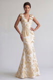 Vestido longo, sereia floral e brilhante Mãe da Noiva, com laços
