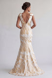 Vestido longo, sereia floral e brilhante Mãe da Noiva, com laços