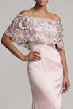 Blush Vestido Floral de Mãe da Noiva Longo Sereia
