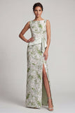 Vestido Verde Claro Floral Longo, Mãe da Noiva, com Faixa