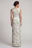 Vestido Verde Claro Floral Longo, Mãe da Noiva, com Faixa