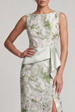 Vestido Verde Claro Floral Longo, Mãe da Noiva, com Faixa