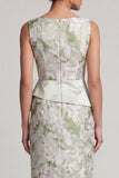 Vestido Verde Claro Floral Longo, Mãe da Noiva, com Faixa