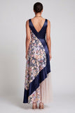 Blush de decote em V Longo Vestido Floral de Mãe da Noiva Linha A