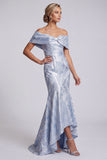 Vestido Floral Azul Celeste Floral de Mãe da Noiva com Bolsos