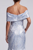 Vestido Floral Azul Celeste Floral de Mãe da Noiva com Bolsos
