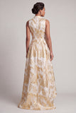 Vestido de Mãe da Noiva Linha A Estampado Alto Baixo