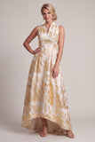 Vestido de Mãe da Noiva Linha A Estampado Alto Baixo