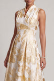 Vestido de Mãe da Noiva Linha A Estampado Alto Baixo