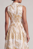 Vestido de Mãe da Noiva Linha A Estampado Alto Baixo
