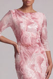 Vestido Blush Sequin 3/4 Manga da Mãe da Noiva Sereia