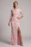 Vestido Blush Sequin 3/4 Manga da Mãe da Noiva Sereia