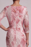 Vestido Blush Sequin 3/4 Manga da Mãe da Noiva Sereia
