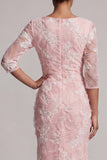 Vestido Blush Sequin 3/4 Manga da Mãe da Noiva Sereia