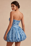 Vestido de Lantejoulas Azul Celeste, A-Line Brilhante