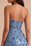Vestido de Homecoming com Lantejoulas Bodycon Azul Celeste Brilhante