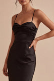 Vestido Midi Midi de Sereia com Alças Finghetti e Gravata Preta